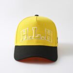 Baseball Cap with Curved Brim Street Hip-Hop Style HLH Letter Embroidered Hard-Top Snapback Cap – Black & Red Contrast Color, Versatile Curved Brim Baseball Cap